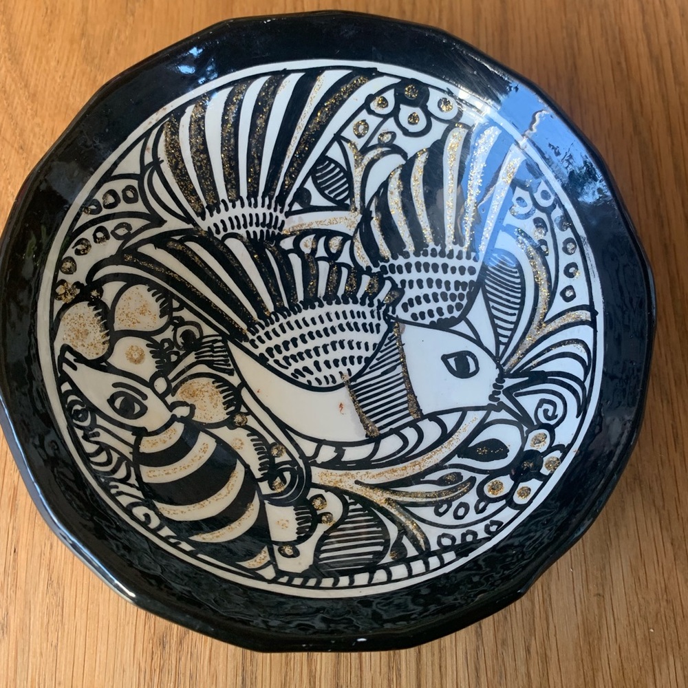 Mexican Folk Art Hand-painted Bowl / Catch all / trinket dish